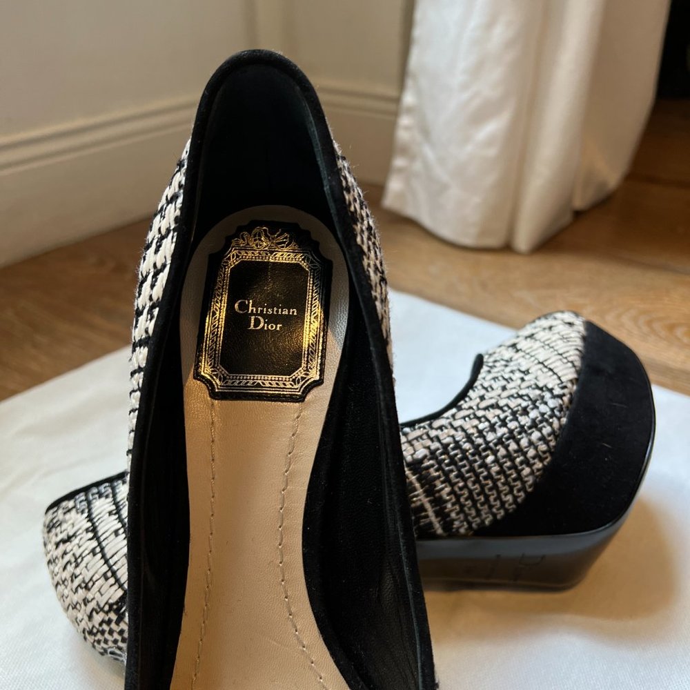 Christian Dior Escarpin Tweed Peep Toes - Picture 6 of 8